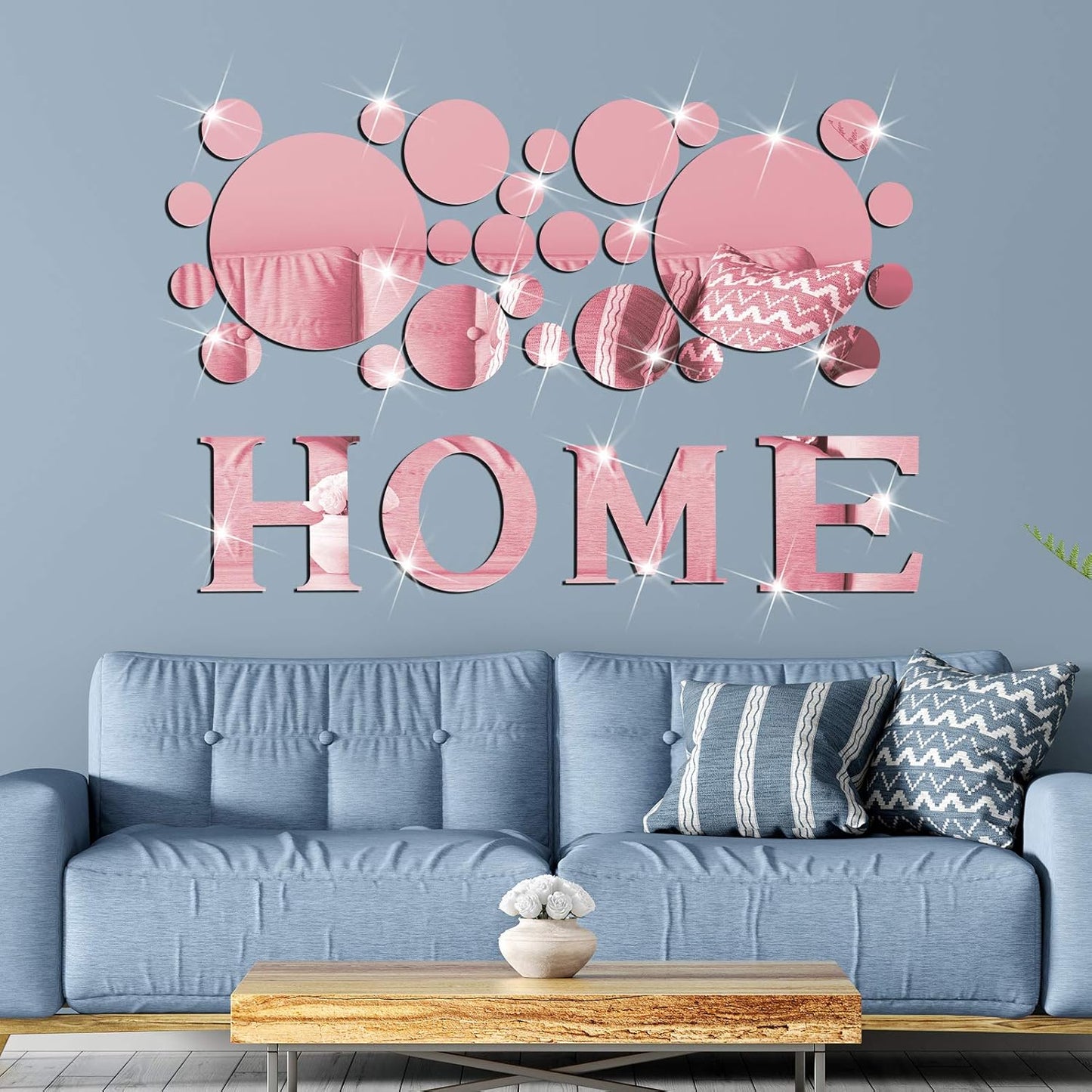 30-Piece DIY Acrylic Mirror Decals Set for Living Room Wall Decor - 3D Rose Gold Mirror Stickers for Home Bedroom Décor