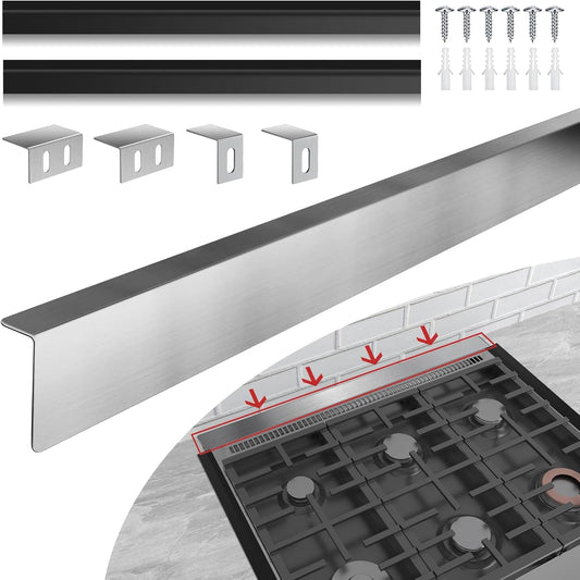 30" Slide-in Range Rear Filler Kit with Silicone Stove Gap Covers - Stainless Steel Cooktop Trim Kit for Whirlpool & Most Brands