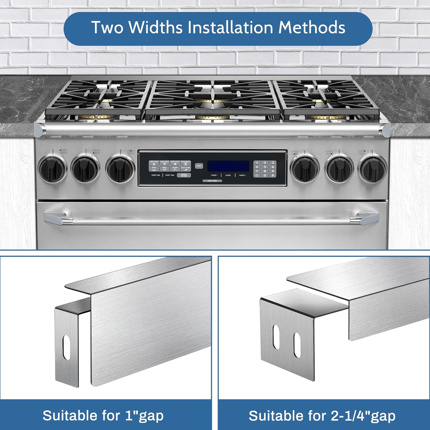 30" Slide-in Range Rear Filler Kit with Silicone Stove Gap Covers - Stainless Steel Cooktop Trim Kit for Whirlpool & Most Brands
