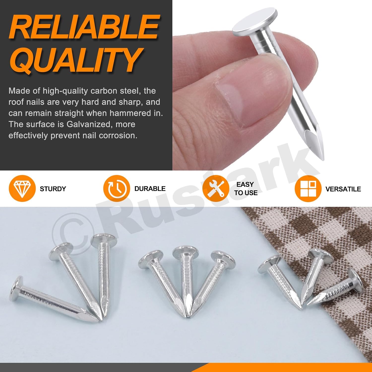 300 Pack of 1-1/4 Inch Galvanized Nails for Roof Repair, Asphalt Tile, and Landscaping - Roofing, Slating, Cement Siding Nails