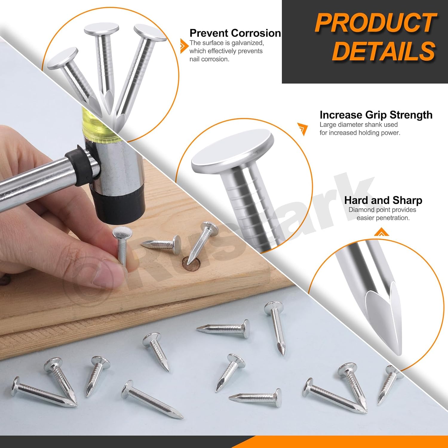 300 Pack of 1-1/4 Inch Galvanized Nails for Roof Repair, Asphalt Tile, and Landscaping - Roofing, Slating, Cement Siding Nails