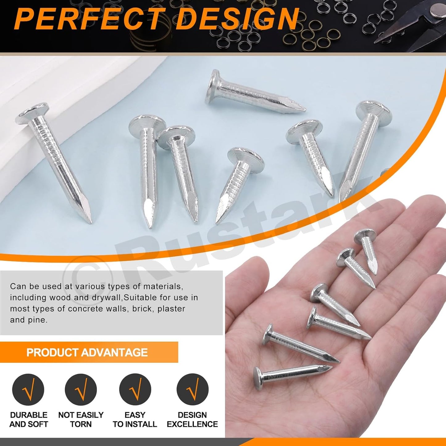 300 Pack of 1-1/4 Inch Galvanized Nails for Roof Repair, Asphalt Tile, and Landscaping - Roofing, Slating, Cement Siding Nails