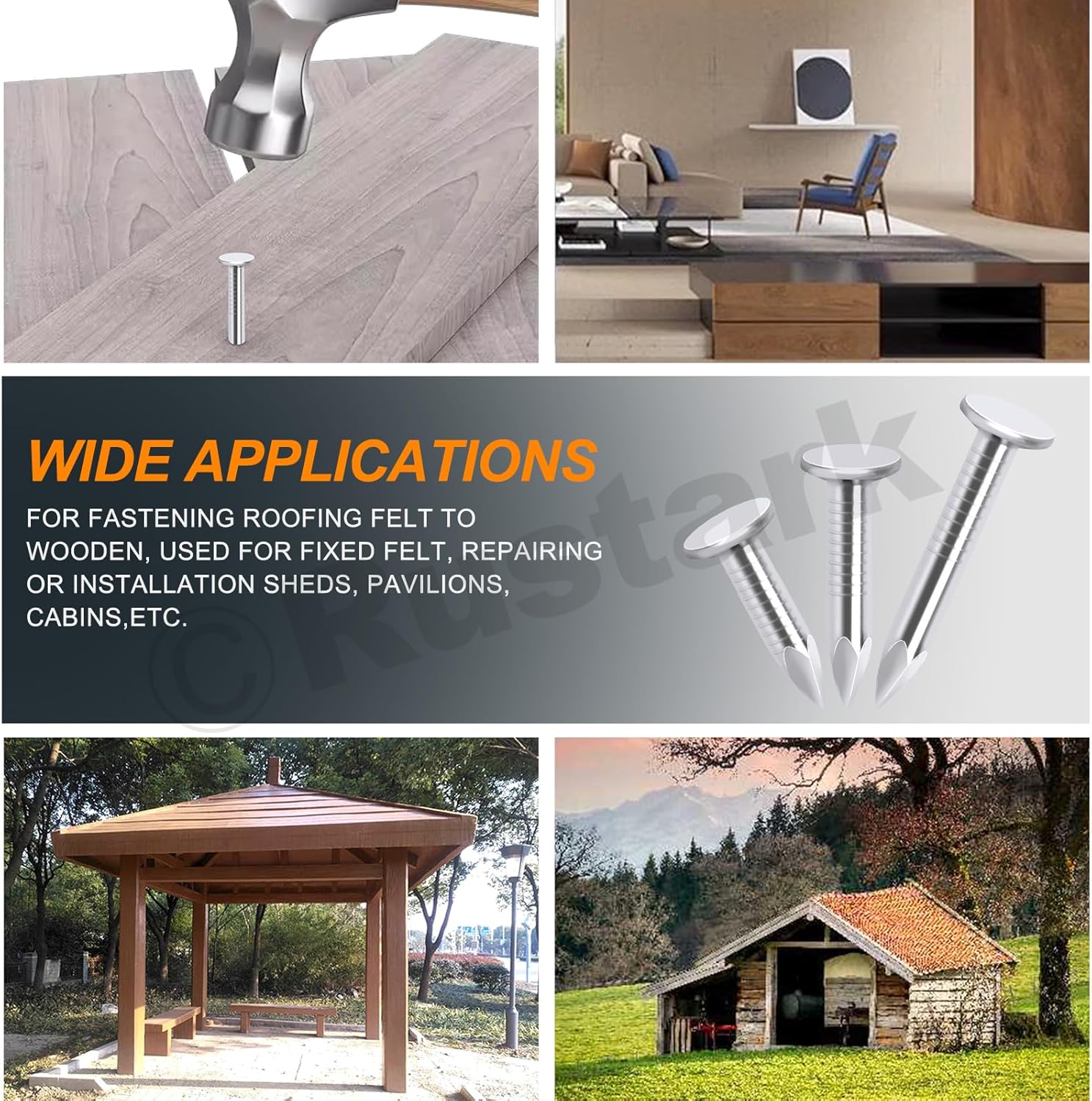 300 Pack of 1-1/4 Inch Galvanized Nails for Roof Repair, Asphalt Tile, and Landscaping - Roofing, Slating, Cement Siding Nails