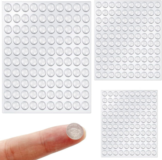300 Piece Combo Pack Clear Adhesive Bumper Pads - Round Self Adhesive Rubber Feet for Cabinet Doors, Drawers, Glass Tops, Picture Frames, Cutting Boards