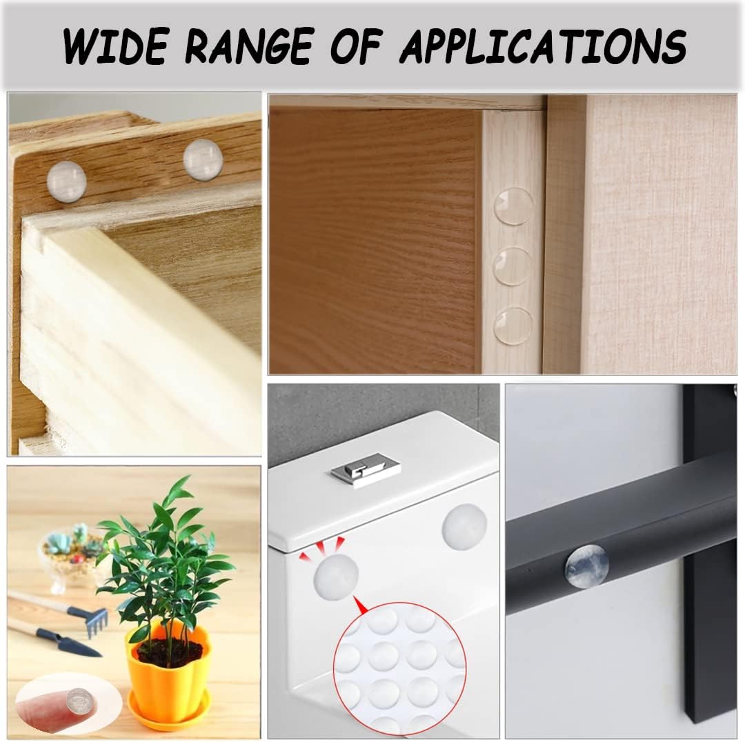 300 Piece Combo Pack Clear Adhesive Bumper Pads - Round Self Adhesive Rubber Feet for Cabinet Doors, Drawers, Glass Tops, Picture Frames, Cutting Boards