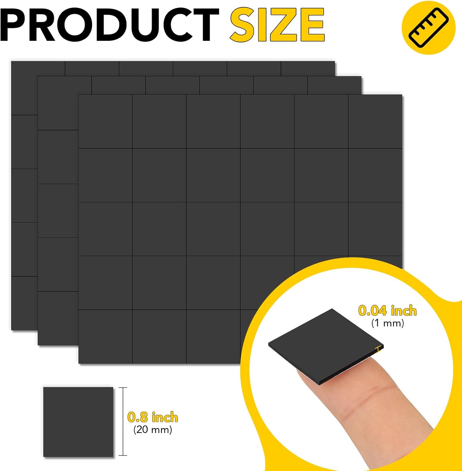 300Pcs Adhesive Magnetic Squares with DIYMAG Magnets, Small Magnetic Tape for Whiteboard Crafts, Classroom & Refrigerator - 0.8 x 0.04inch