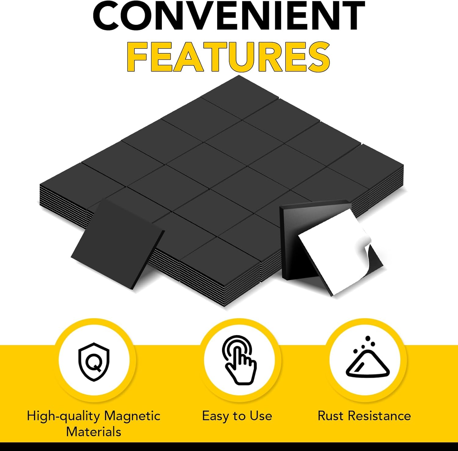 300Pcs Adhesive Magnetic Squares with DIYMAG Magnets, Small Magnetic Tape for Whiteboard Crafts, Classroom & Refrigerator - 0.8 x 0.04inch