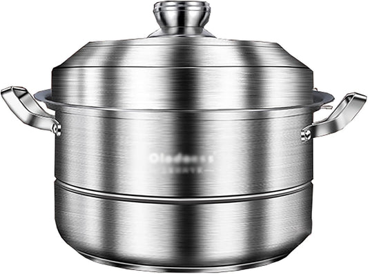 304 Food Grade Stainless Steel Steamer/Soup Pot with Thickened Energy-Gathering Bottom - Ideal for Steaming Seafood and Chicken Soup (30CM)