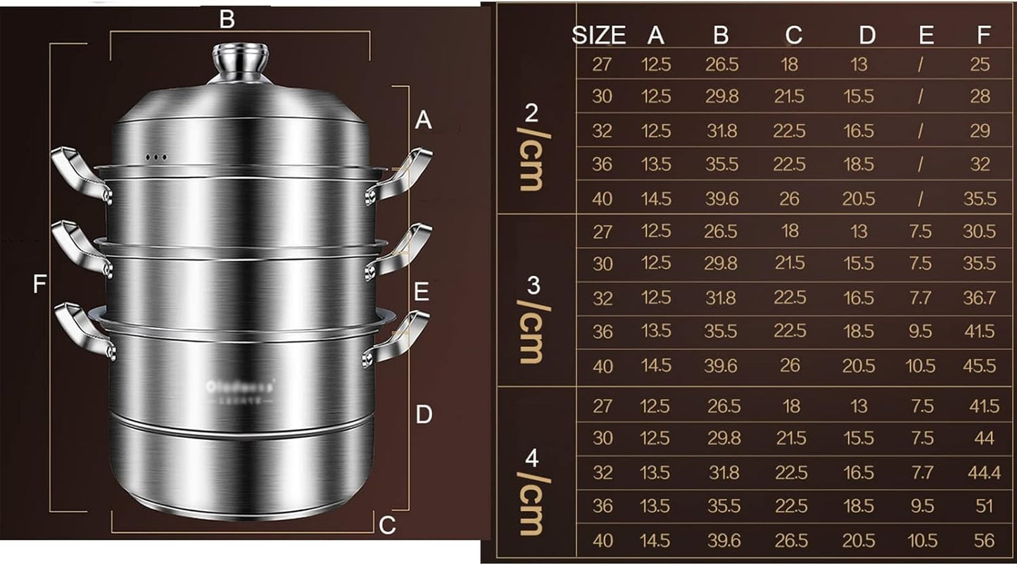 304 Food Grade Stainless Steel Steamer/Soup Pot with Thickened Energy-Gathering Bottom - Ideal for Steaming Seafood and Chicken Soup (30CM)