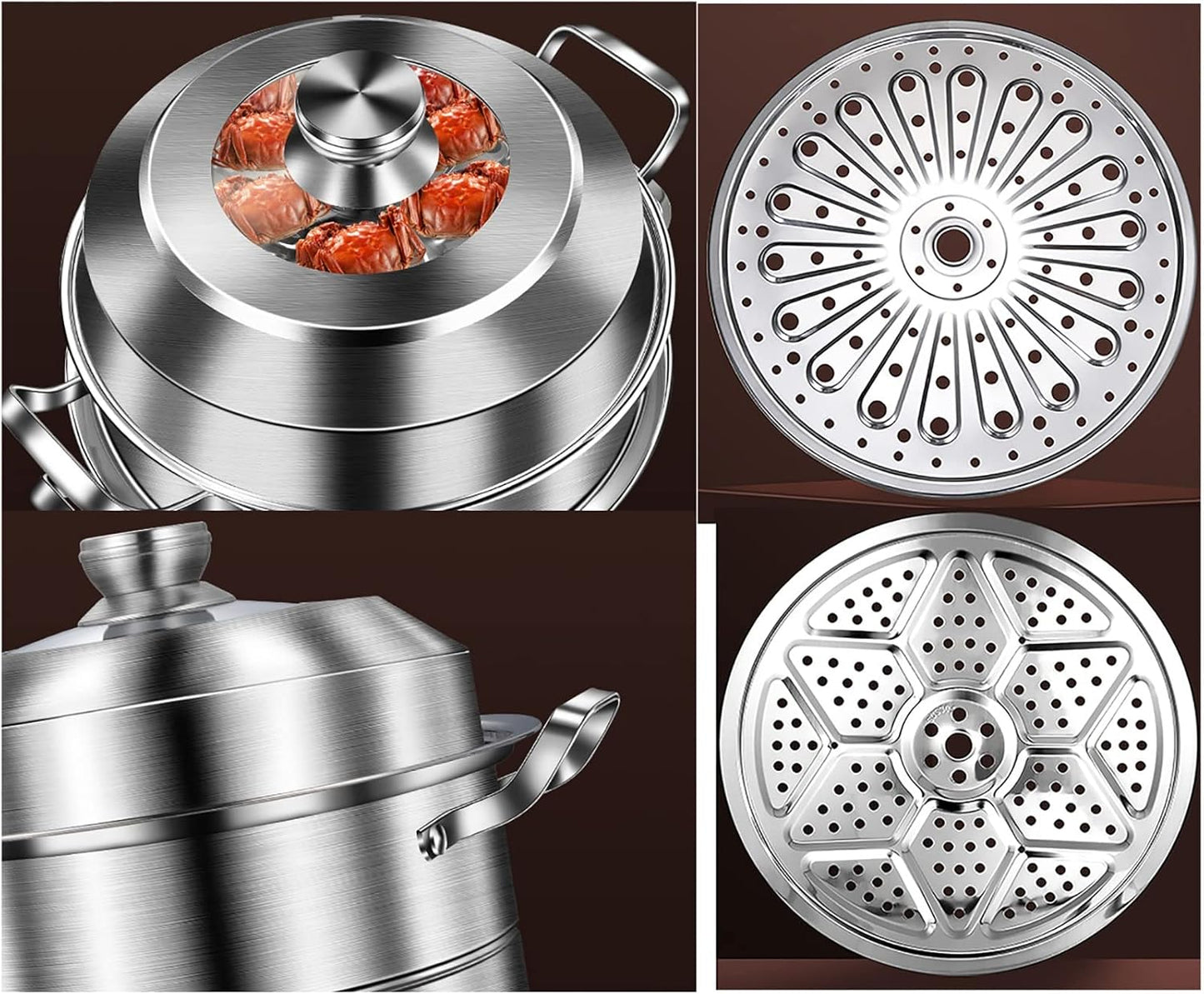 304 Food Grade Stainless Steel Steamer/Soup Pot with Thickened Energy-Gathering Bottom - Ideal for Steaming Seafood and Chicken Soup (30CM)