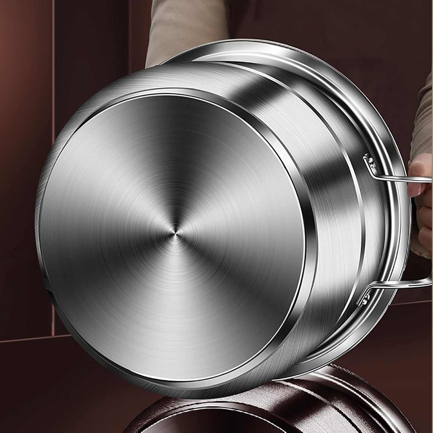 304 Food Grade Stainless Steel Steamer/Soup Pot with Thickened Energy-Gathering Bottom - Ideal for Steaming Seafood and Chicken Soup (30CM)