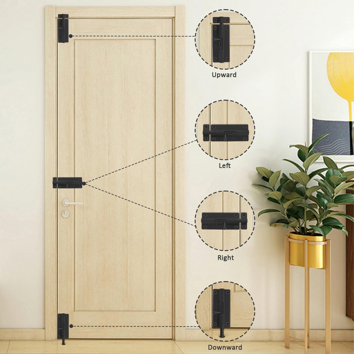 304 Stainless Steel 4 Inch Barrel Bolt Latch, Thicken 1.7mm Plate Door Lock - Black 2 Pack