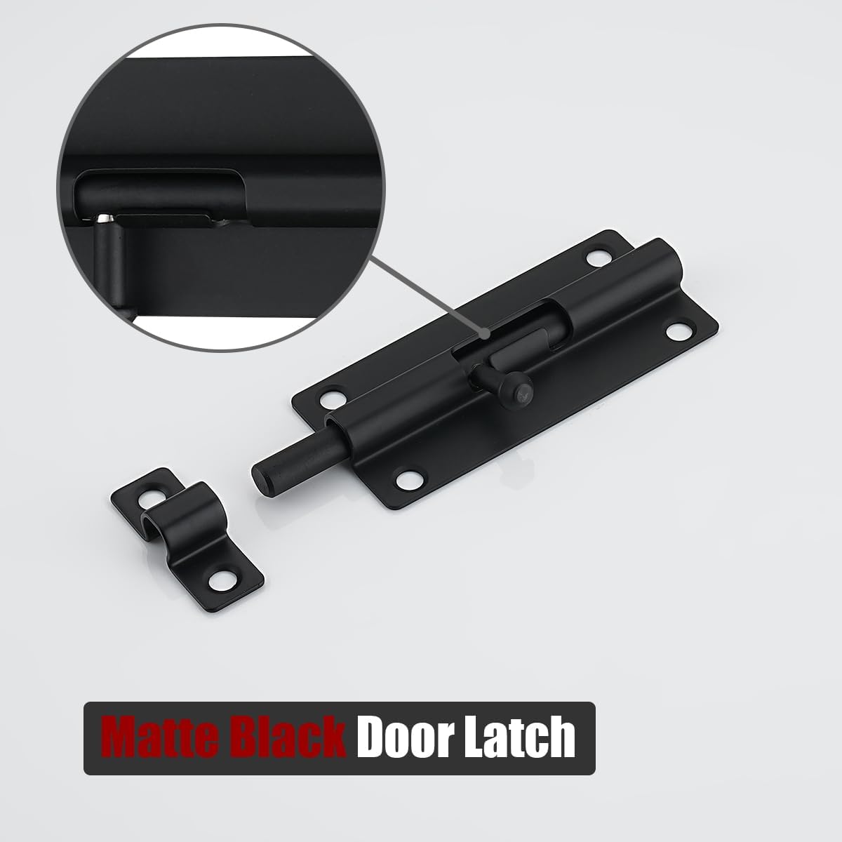 304 Stainless Steel 4 Inch Barrel Bolt Latch, Thicken 1.7mm Plate Door Lock - Black 2 Pack