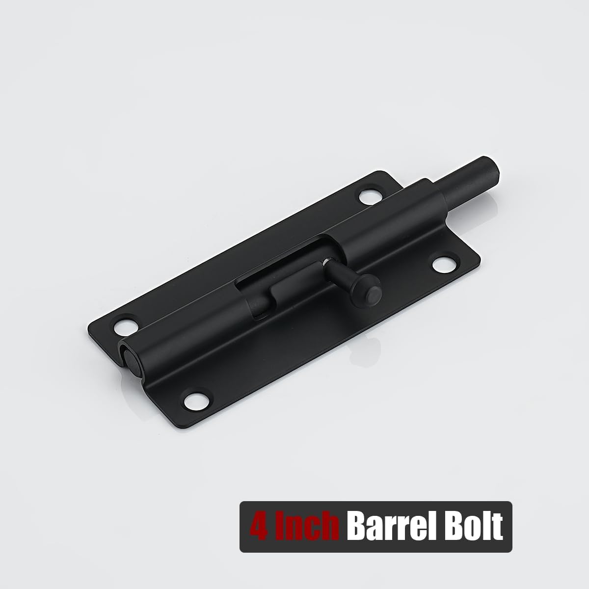 304 Stainless Steel 4 Inch Barrel Bolt Latch, Thicken 1.7mm Plate Door Lock - Black 2 Pack