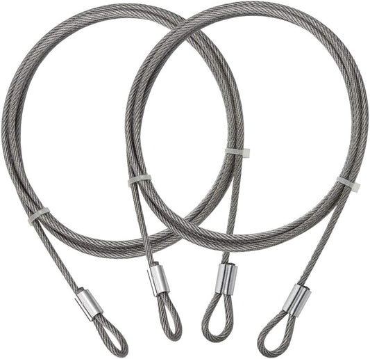 304 Stainless Steel Coated Luggage Security Lock Double Loop End Bicycle Padlock Safety Cable Wire 70" - 2 Pack