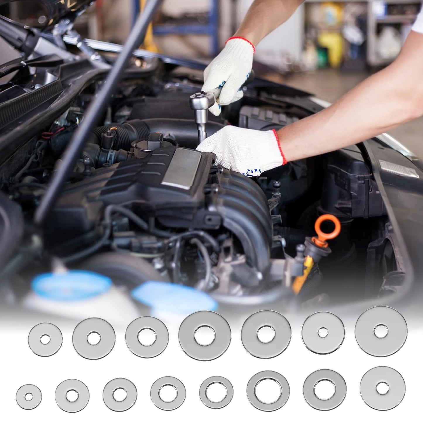 304 Stainless Steel Flat Washers Assortment Kit - 180 Pcs, 15 Sizes (M3-M12) - Metal Washers for Screws and Bolts, Home & Industrial - WildKart