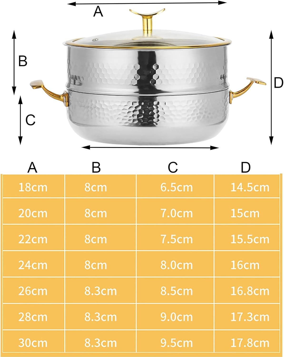 304 Stainless Steel Steamer Cookware and Soup Pot with Super Thick 3-Layer Composite Bottom - Ideal for Steamed Buns and Boiled Noodles - Available in Silver, Size 22cm and 28cm