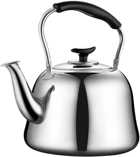 304 Stainless Steel Tea Kettle with Fast Heating - Large 3.2 Quart Capacity, Ergonomic Design for All Heat Sources