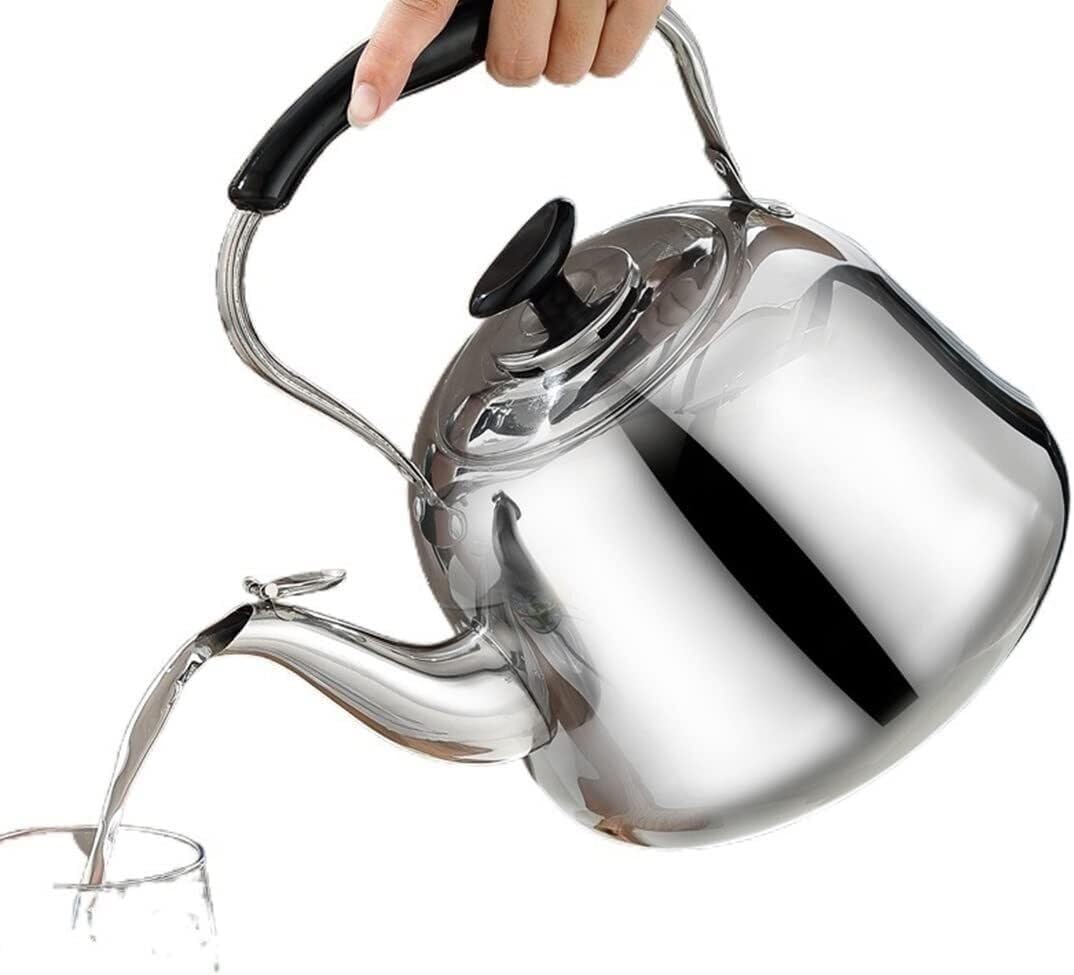 304 Stainless Steel Tea Kettle with Fast Heating - Large 3.2 Quart Capacity, Ergonomic Design for All Heat Sources