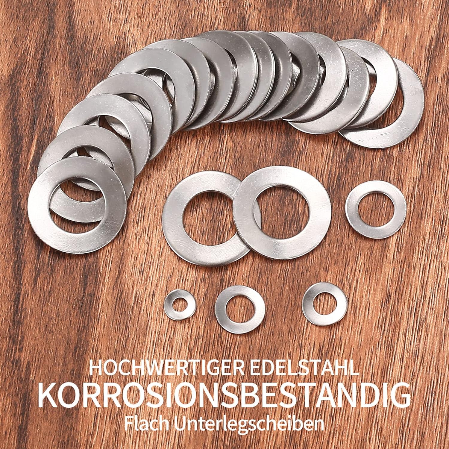 304 Stainless Steel Wave Spring Washer Assortment Kit, 300 Pcs Metric M3-M12 Curved Spring Washers