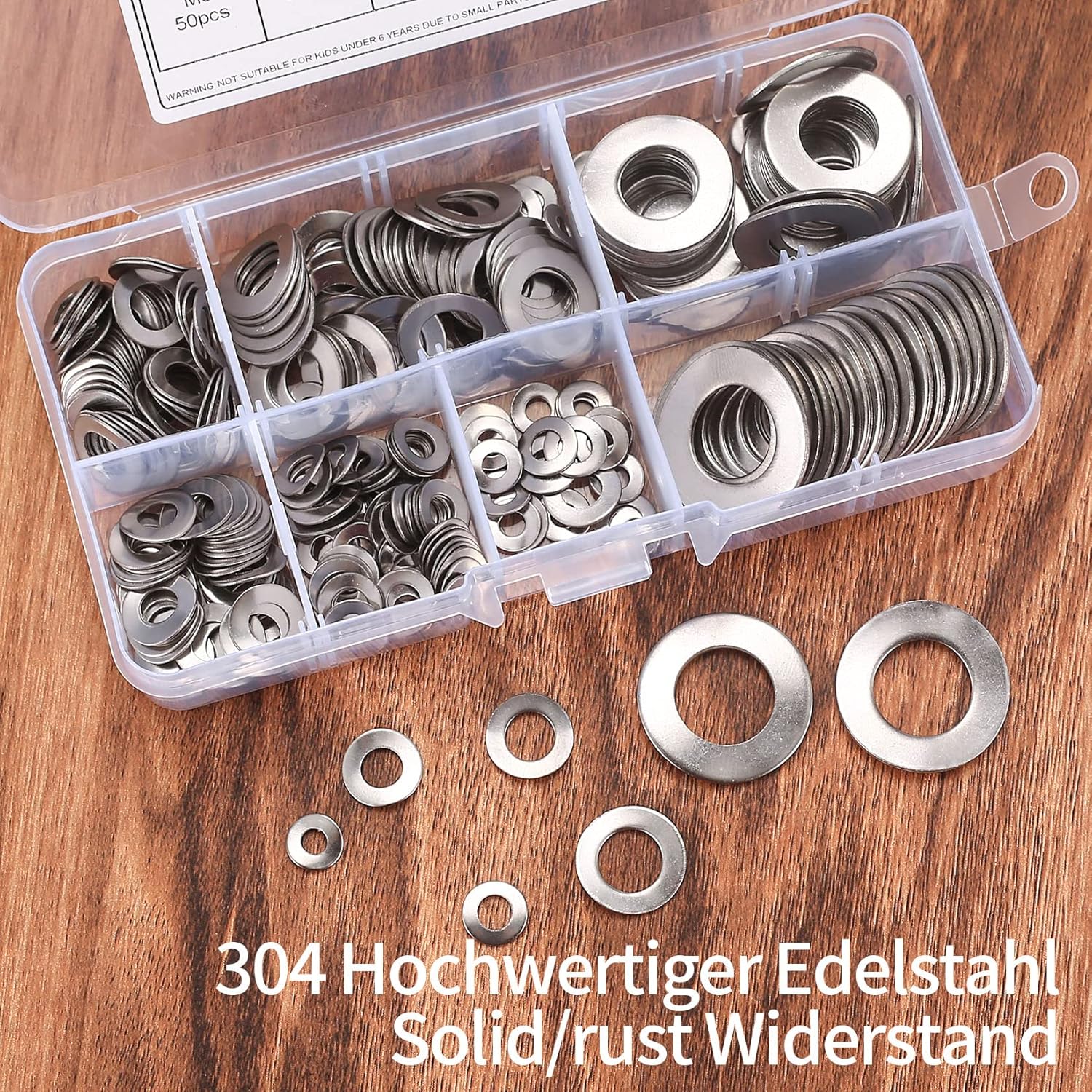 304 Stainless Steel Wave Spring Washer Assortment Kit, 300 Pcs Metric M3-M12 Curved Spring Washers