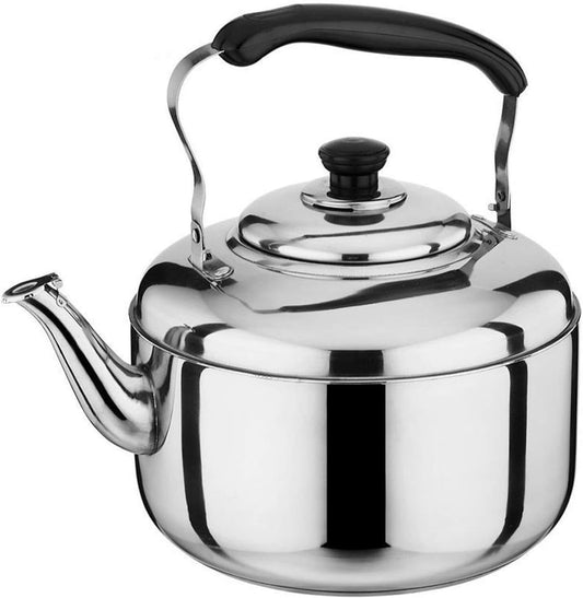 304 Stainless Steel Whistling Tea Kettle - Fast Heating & Safe Pouring Stovetop Teapot (5L) by TIMOBIZZ