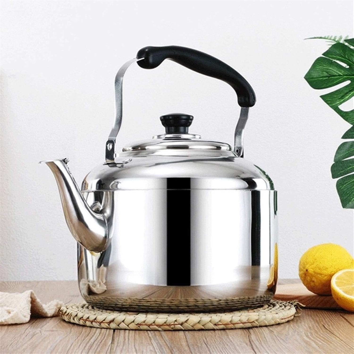 304 Stainless Steel Whistling Tea Kettle - Fast Heating & Safe Pouring Stovetop Teapot (5L) by TIMOBIZZ