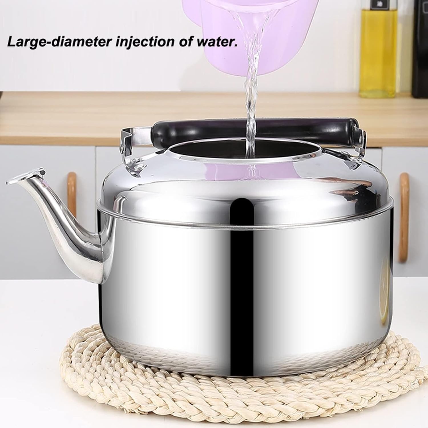 304 Stainless Steel Whistling Tea Kettle - Fast Heating & Safe Pouring Stovetop Teapot (5L) by TIMOBIZZ