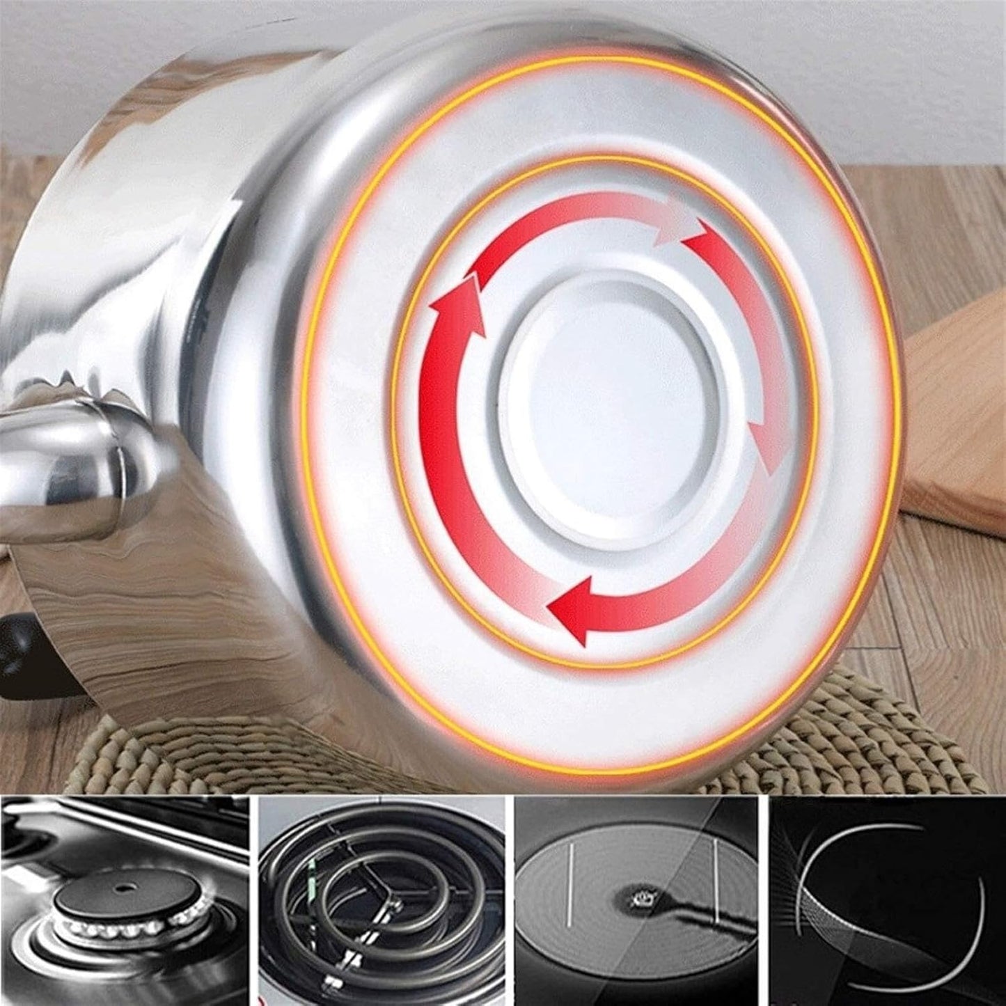 304 Stainless Steel Whistling Tea Kettle - Fast Heating & Safe Pouring Stovetop Teapot (5L) by TIMOBIZZ