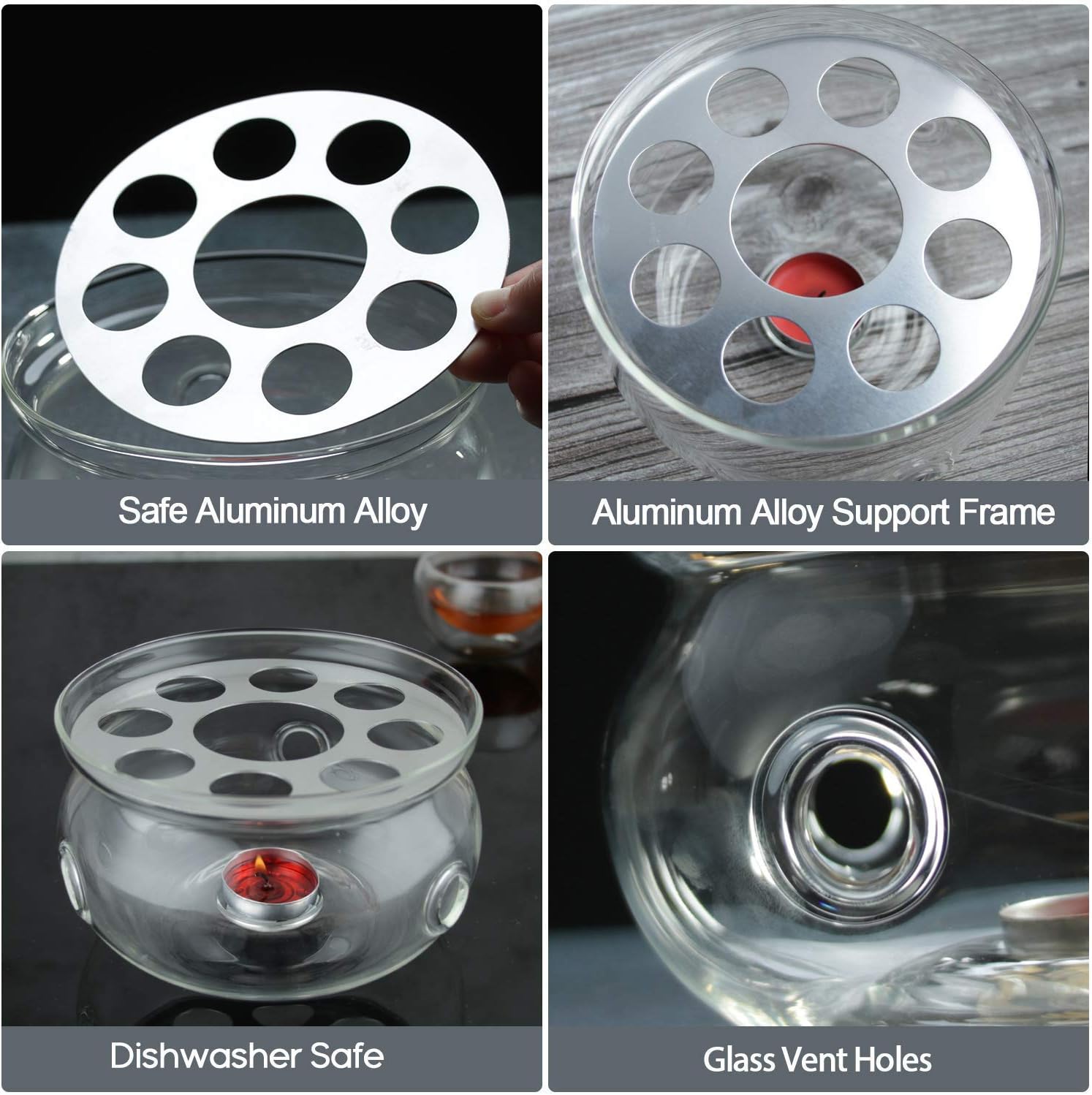 30.4oz Glass Teapot Set with Stovetop Safe Design and Glass Tea Warmer