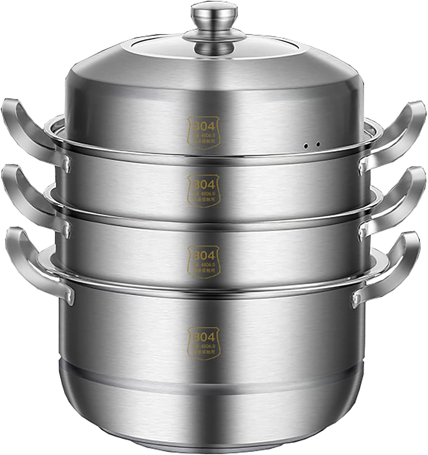 30cm YJYLYHY Steamer Cookware/Soup Pot - 304 Food Grade Stainless Steel - Thickened Energy-Gathering Pot Bottom - Ideal for Steamed Seafood and Chicken Soup