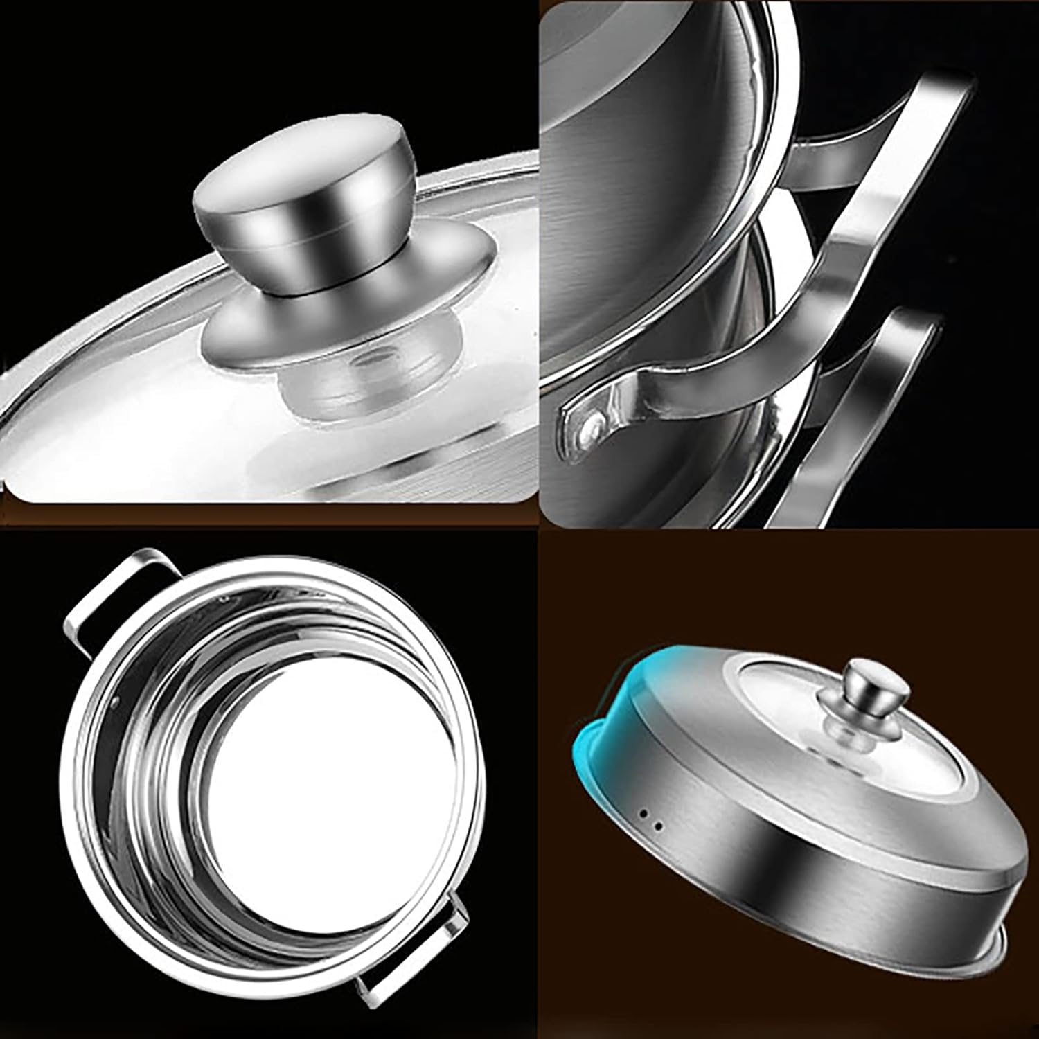 30cm YJYLYHY Steamer Cookware/Soup Pot - 304 Food Grade Stainless Steel - Thickened Energy-Gathering Pot Bottom - Ideal for Steamed Seafood and Chicken Soup