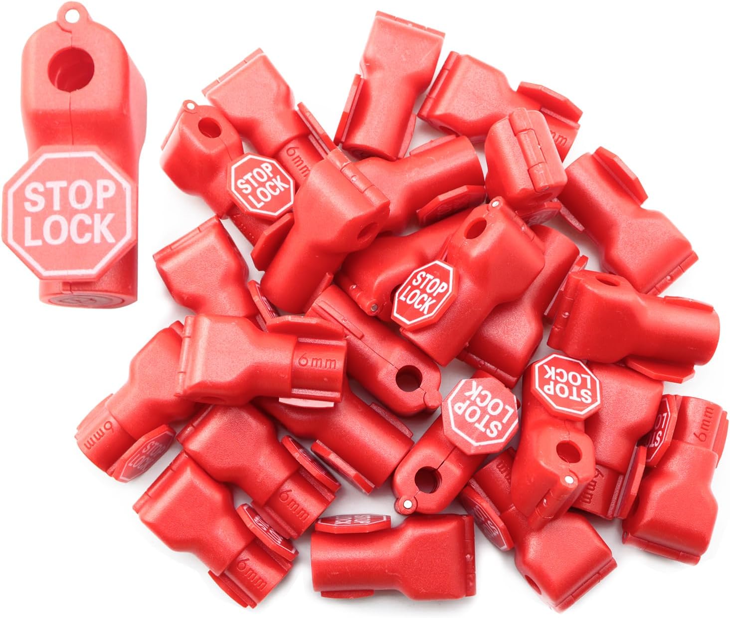 30PCS 6mm Red Mobile Phone Accessory Hook Locks with Slot Plate - Retailer Padlocks for Supermarket & Retail Shops
