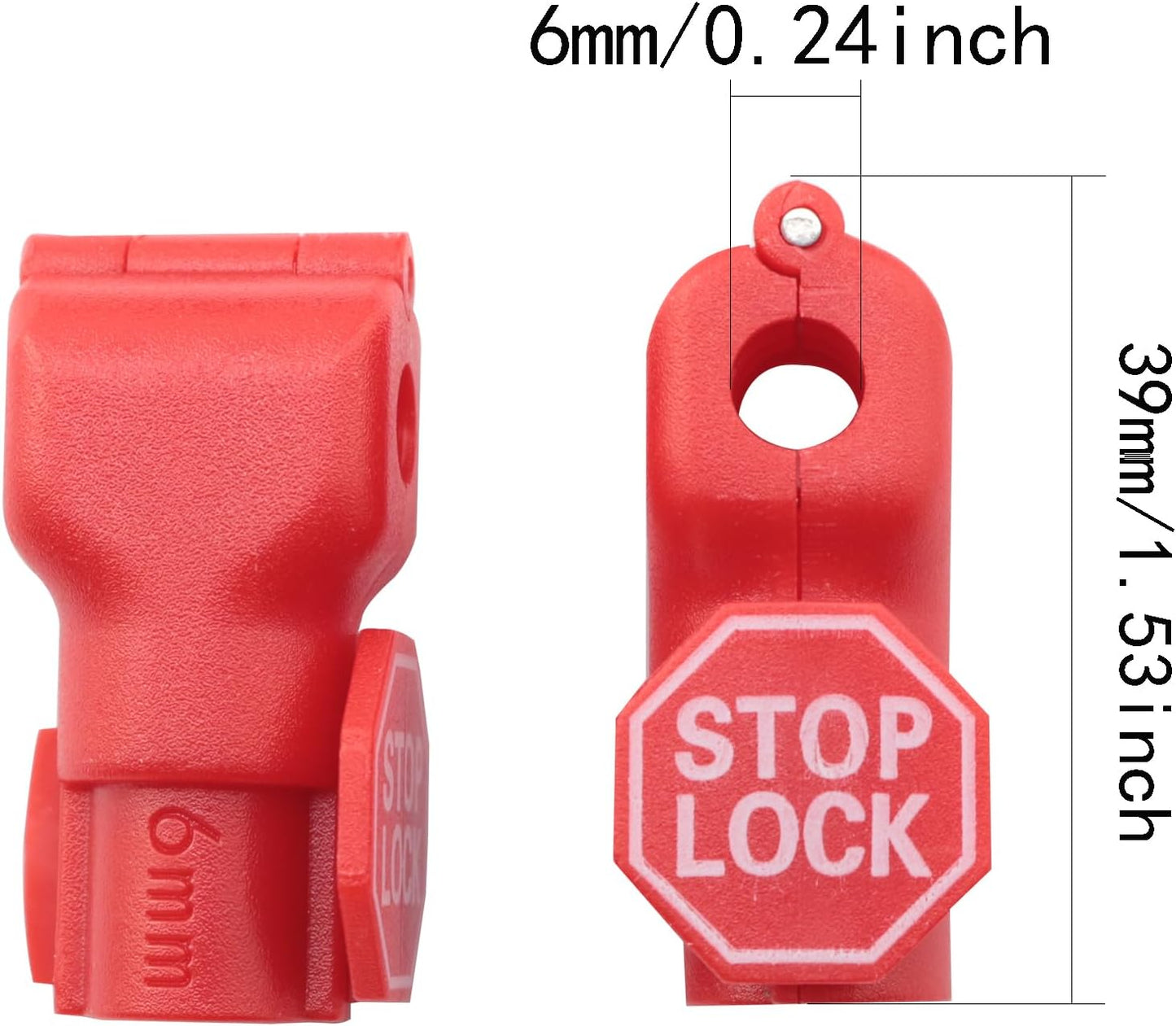 30PCS 6mm Red Mobile Phone Accessory Hook Locks with Slot Plate - Retailer Padlocks for Supermarket & Retail Shops