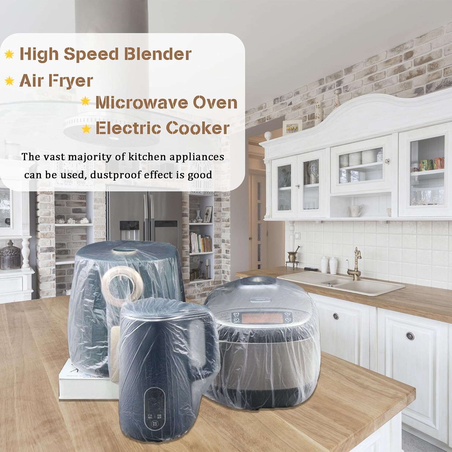 30PCS Clear Disposable Kitchen Appliance Covers with Elastic - Protects Small Appliances, Oven, Pressure Cooker, Blender, Toaster, Air Fryer - Thickened Dust Cover for Furniture - Sizes S, M, L
