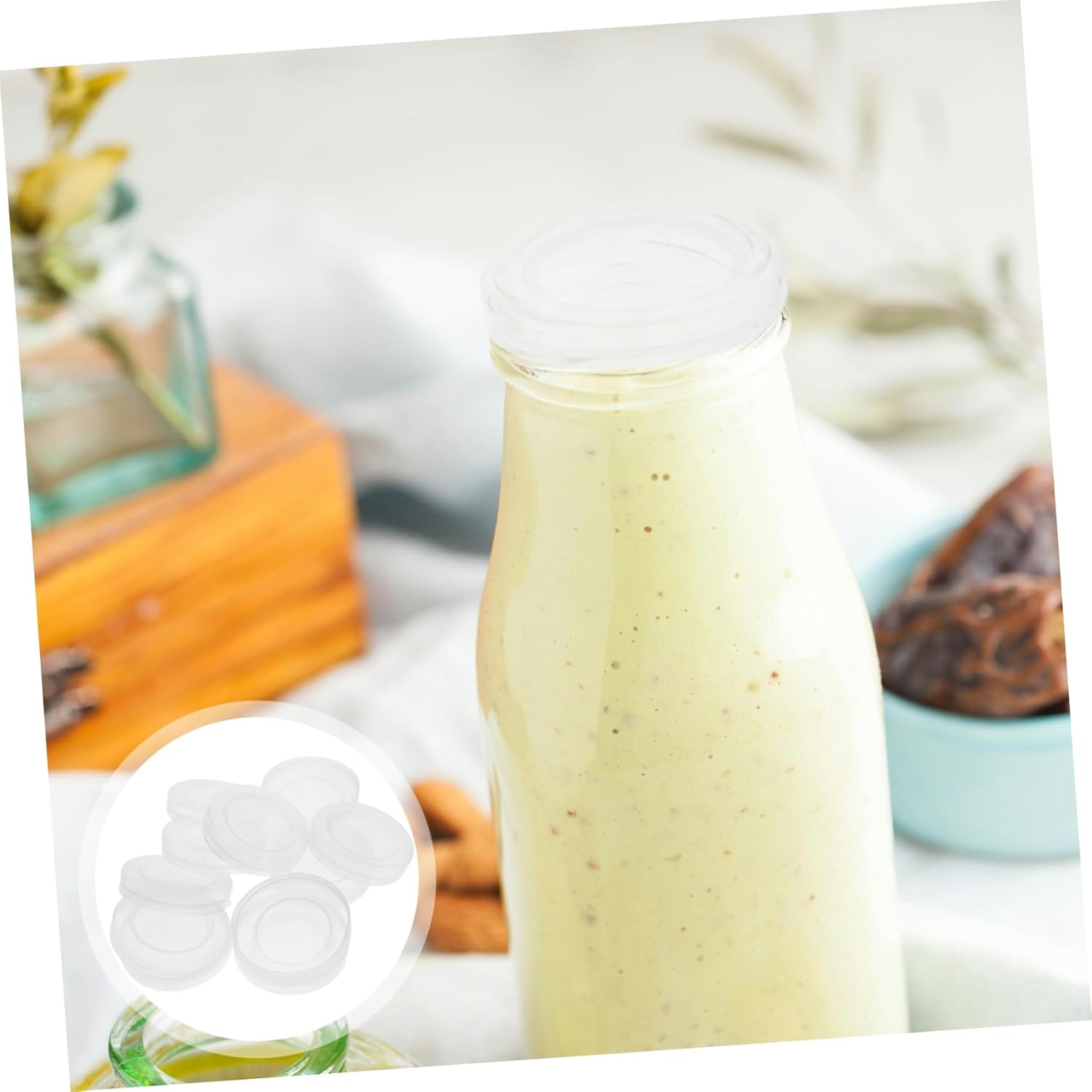 30pcs Leak-Proof Sealed Covers for Milk Bottles, Yogurt, Pudding, Juice Jars - COLLBATH Bottle Caps