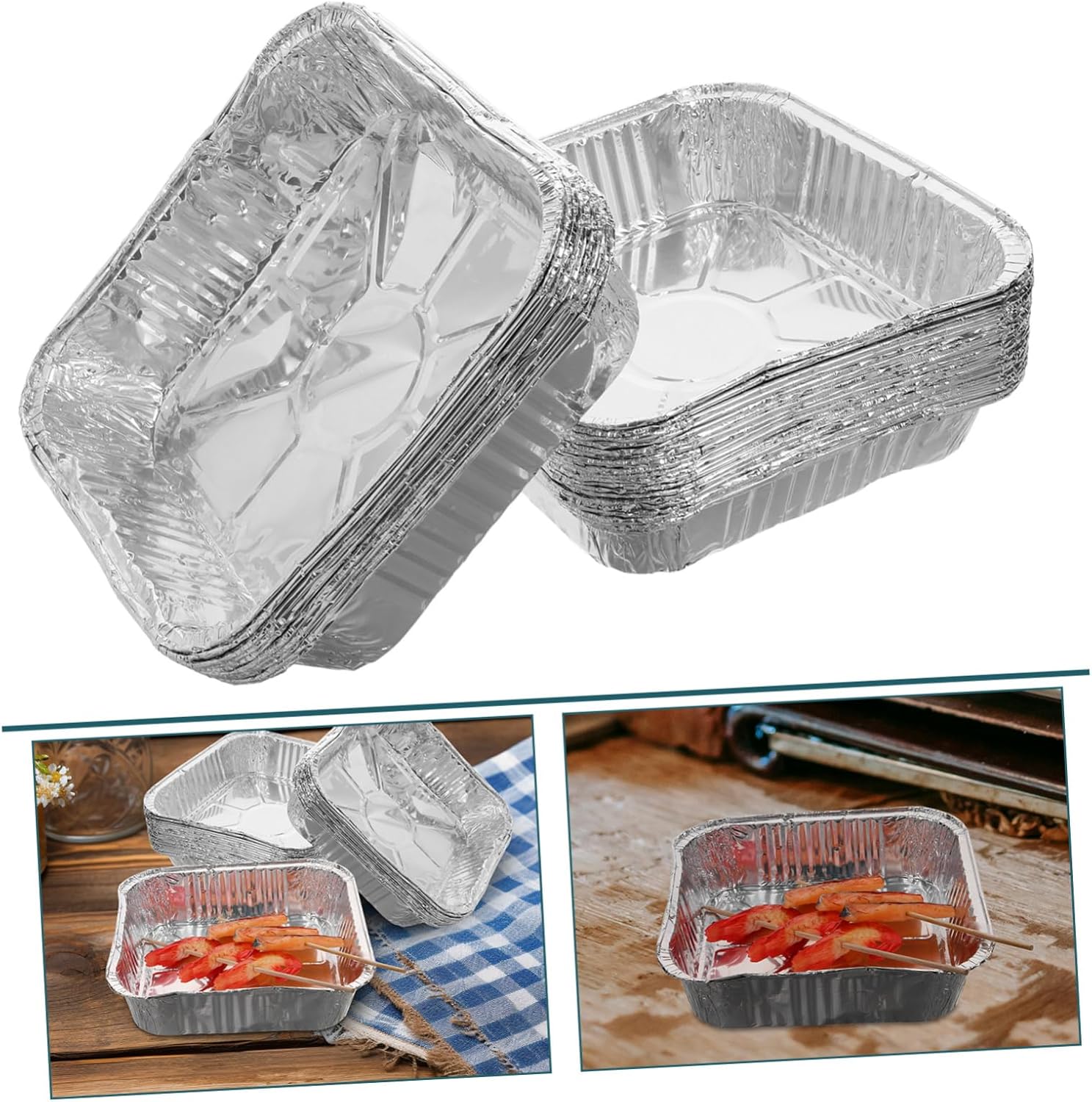 30pcs Square Aluminum Foil Baking Pans - Heat Resistant Disposable Bakeware for Air Fryer and Oven, Ideal for Baking and Roasting