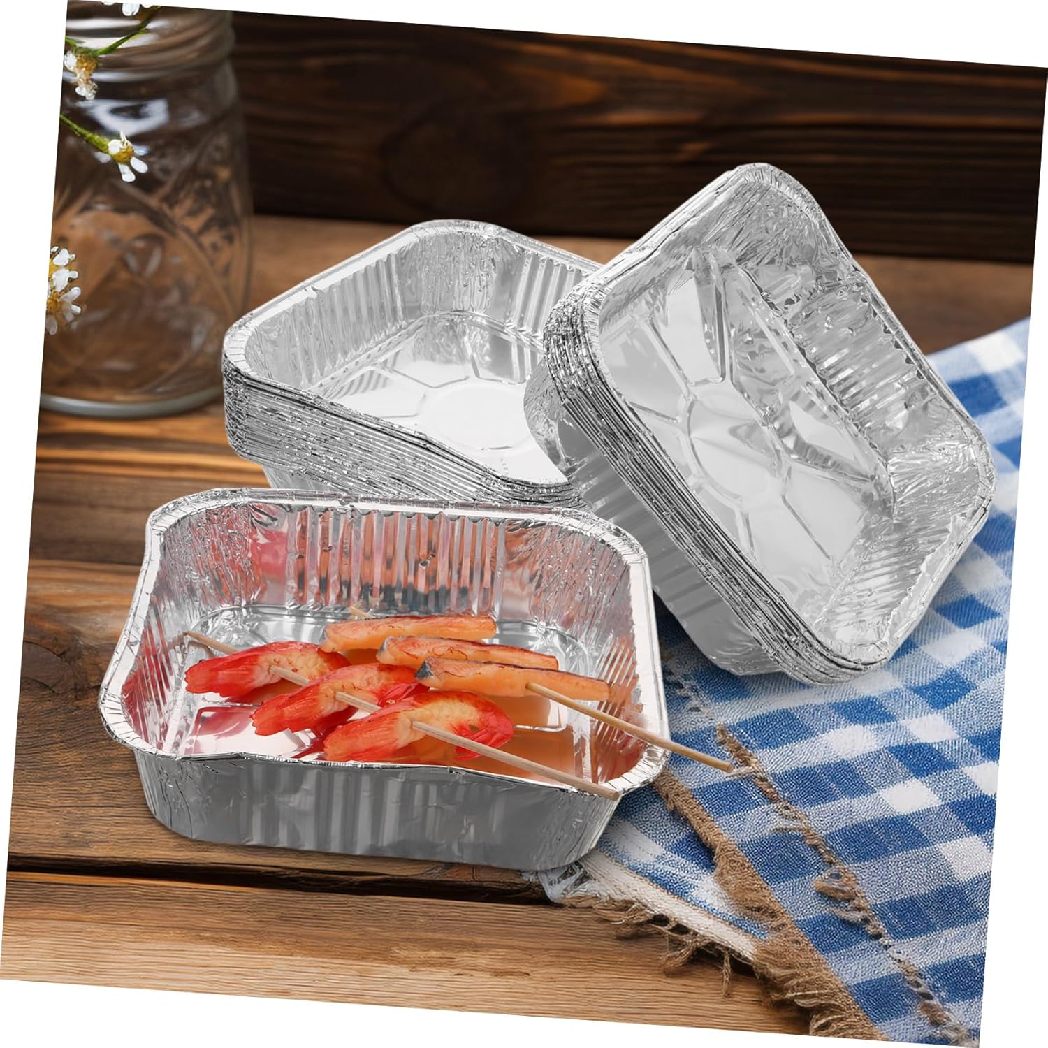 30pcs Square Aluminum Foil Baking Pans - Heat Resistant Disposable Bakeware for Air Fryer and Oven, Ideal for Baking and Roasting