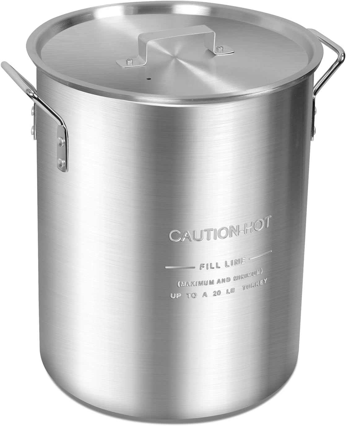 30QT Aluminum Turkey Pot with Lid and Side Handles for Seafood and Turkey Cooking Outdoors