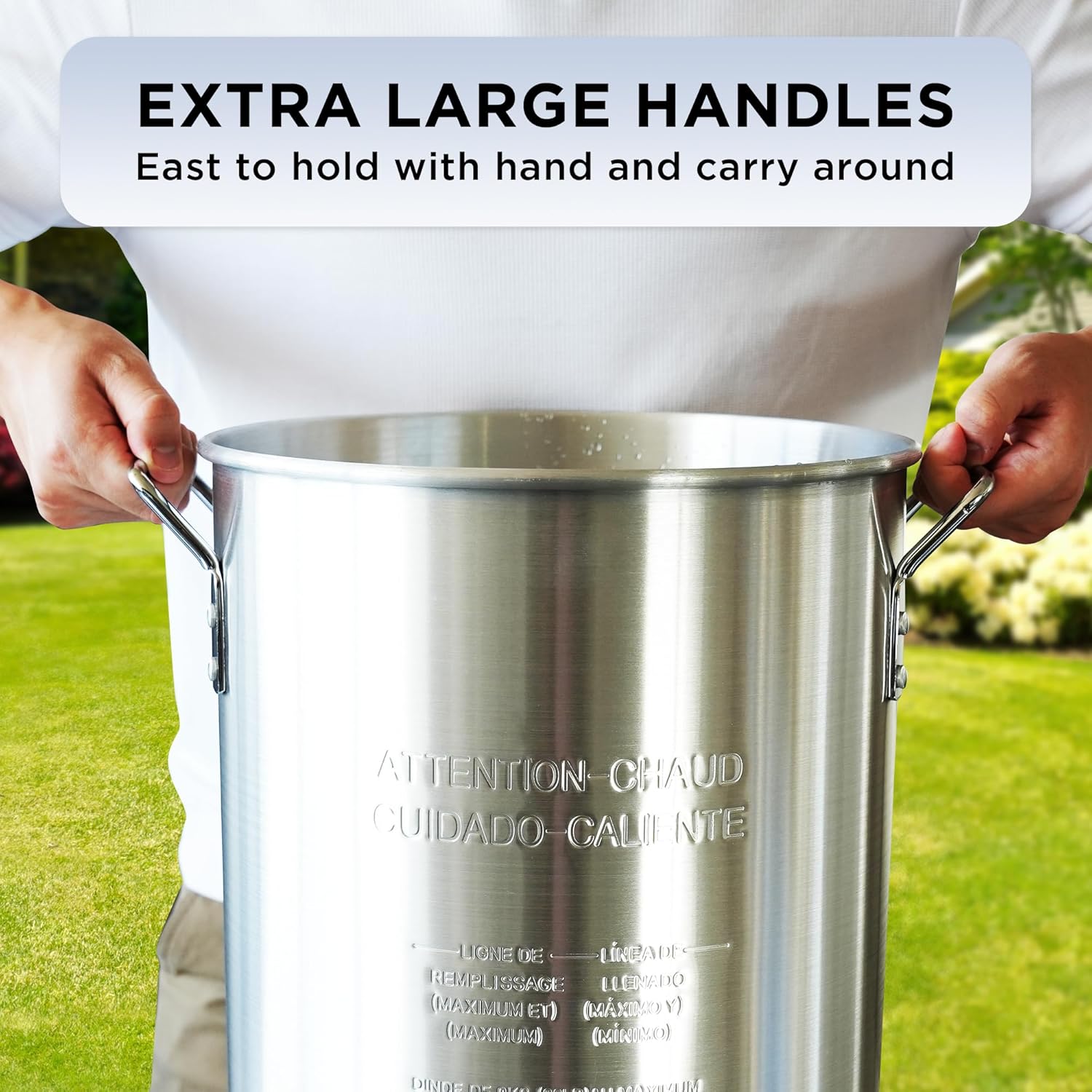 30QT Aluminum Turkey Pot with Lid and Side Handles for Seafood and Turkey Cooking Outdoors