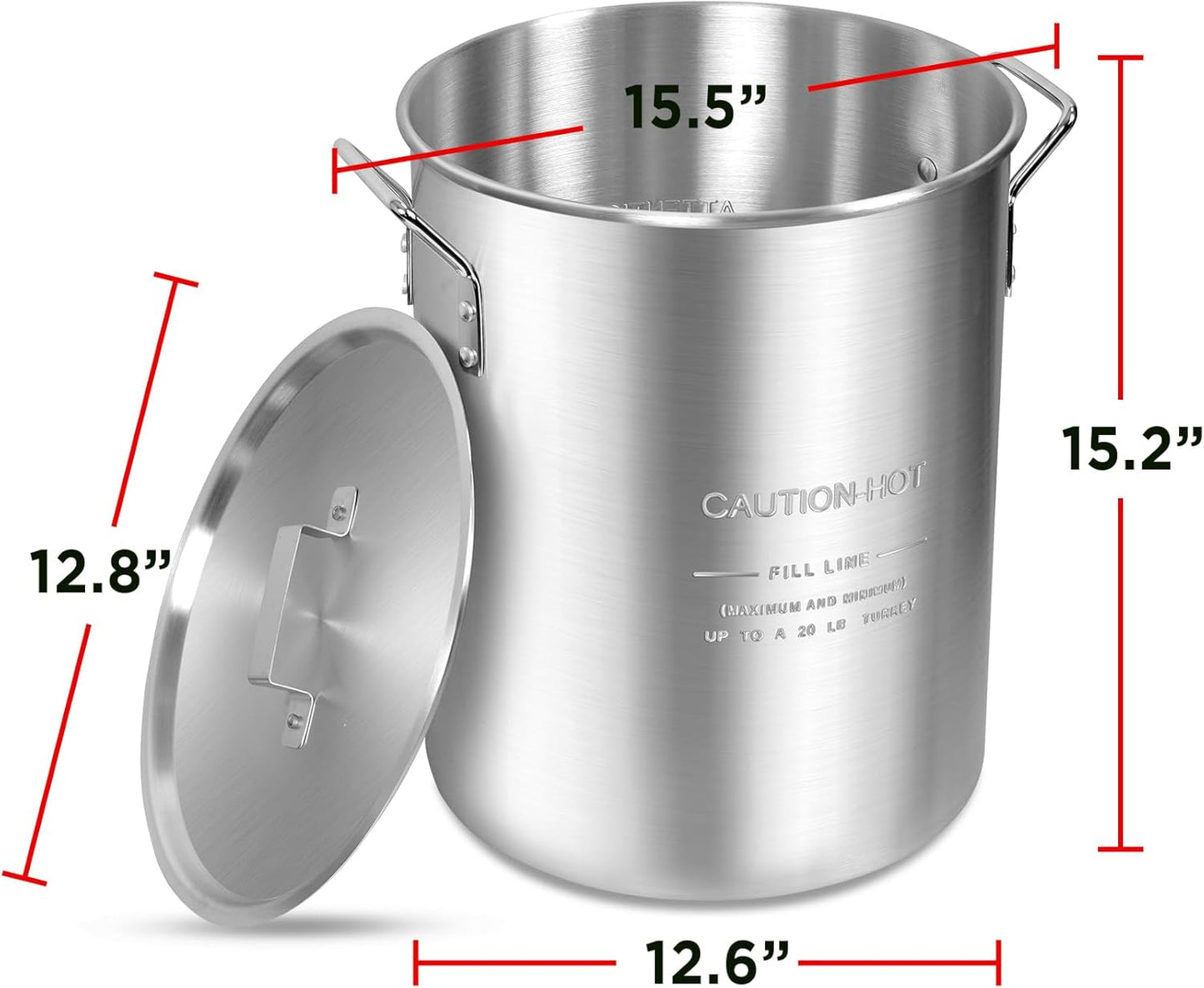 30QT Aluminum Turkey Pot with Lid and Side Handles for Seafood and Turkey Cooking Outdoors