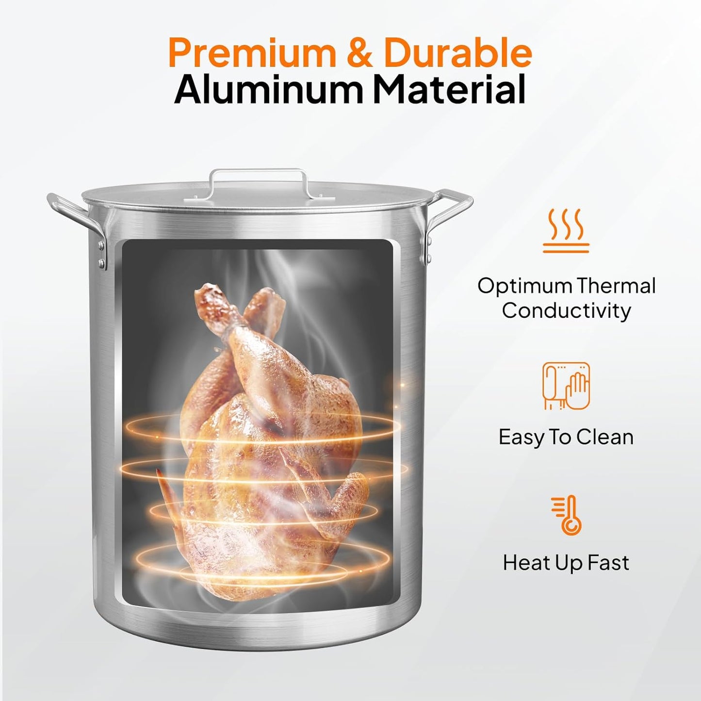 30QT Turkey Fryer Pot with Strainer Basket, Lid & Steamer - Aluminum Stock Pot for Outdoor Cooking & Gatherings