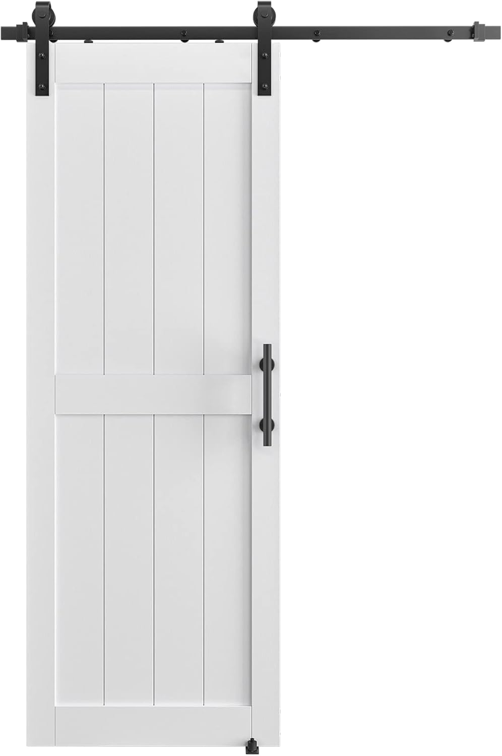 30''x84'' White Sliding Barn Door Kit with 5 Ft Hardware - Easy Assembly, Water-Proof PVC Surface, H-Frame - WildKart