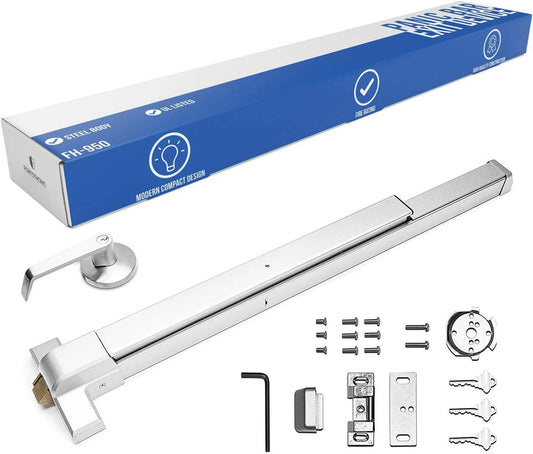 31" Commercial Push Bar Panic Exit Device - Silver Finish - Grade 1 ADA Certified - FS-950