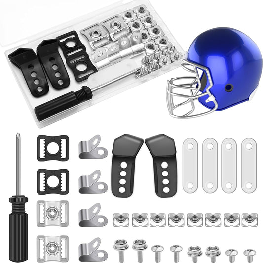 31-Piece Hockey Helmet Repair Kit with Visor Clips, Screws, Nuts, and Rubber Gaskets - Hardware Kit for Baseball and Softball Helmets