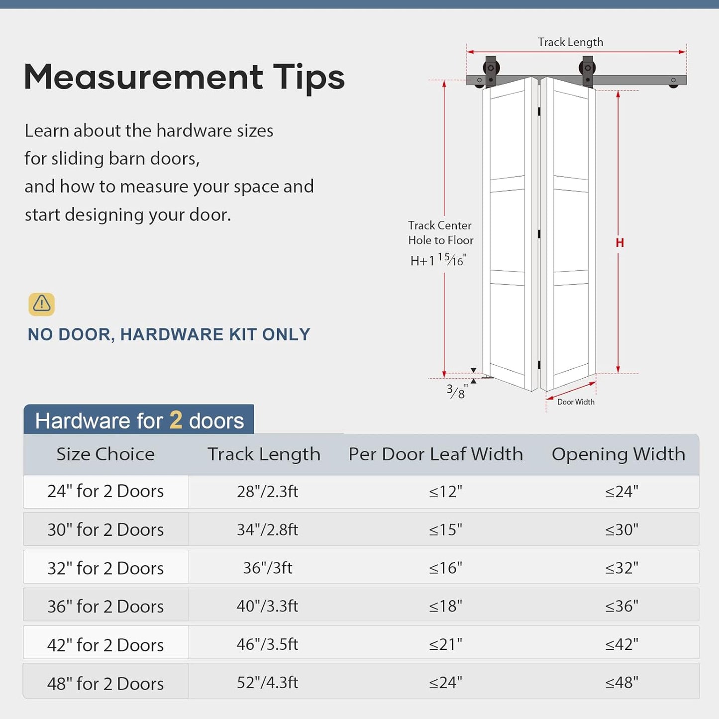 32" Bi-Folding Sliding Barn Door Hardware Kit for 2 Closet Doors - Top Mount Roller, Heavy Duty, Smooth & Quiet, Easy Install - Black (Track Length 36" for Double 16" Wide Door) - WildKart