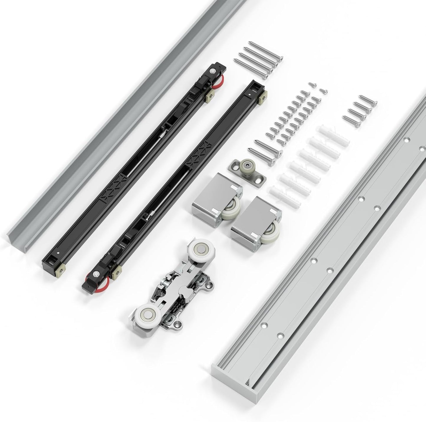 32" Concealed Sliding Barn Door Hardware Kit with Soft Close Mechanism - Wall Mount for Interior Wooden Doors, Aluminum Track System - Fits 24-28in Passage Opening - WildKart
