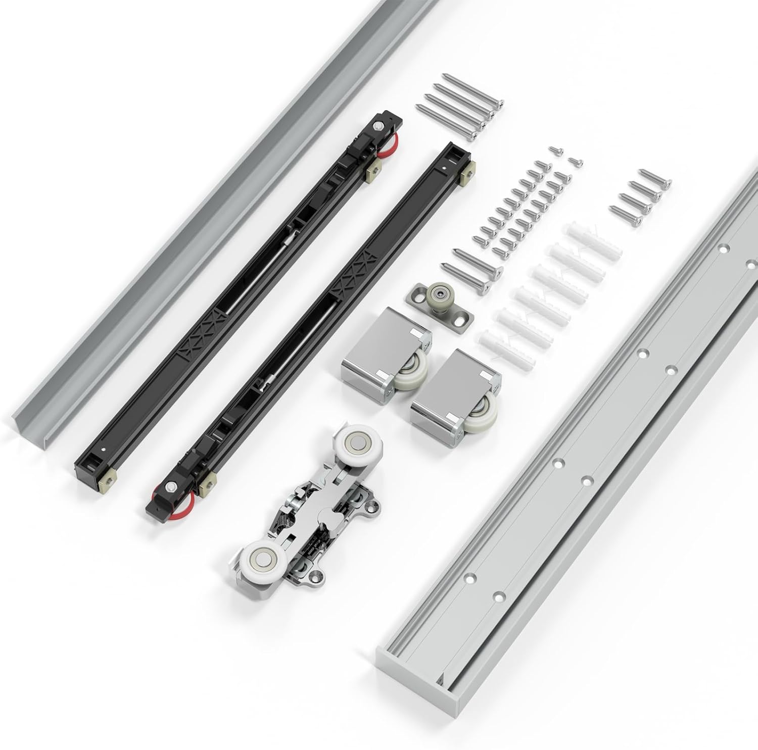 32" Concealed Sliding Barn Door Hardware Kit with Soft Close Mechanism - Wall Mount for Interior Wooden Doors, Aluminum Track System - Fits 24-28in Passage Opening - WildKart