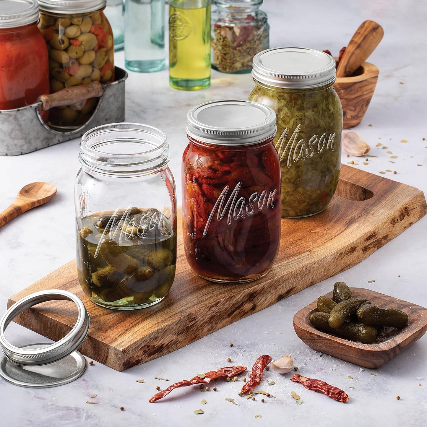 32 oz 6-Pack Airtight Mason Jars for Food Storage, Pickling, Canning, and Home Decor