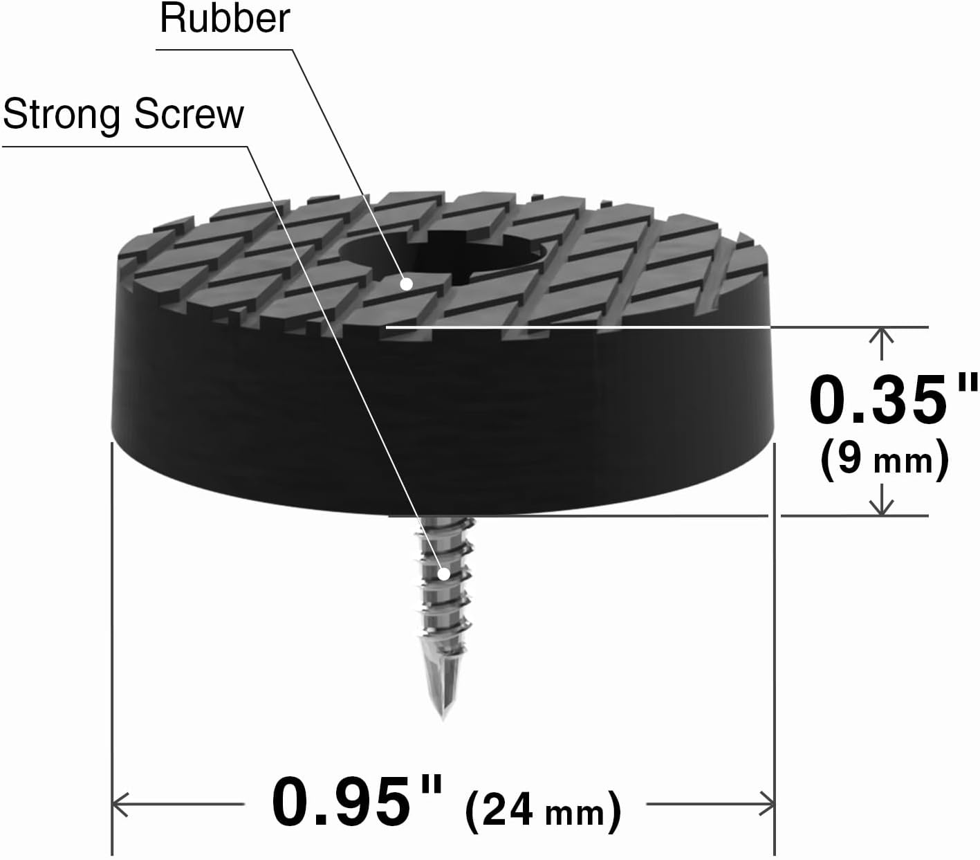 32 Pack 0.95" Screw On Rubber Furniture Feet - Premium Non Slip Pads for Chair Legs - Furniture Grippers for All Surfaces - Protect Floors from Skidding
